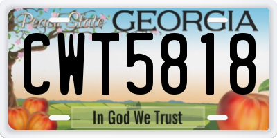 GA license plate CWT5818