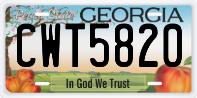 GA license plate CWT5820