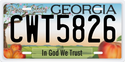 GA license plate CWT5826