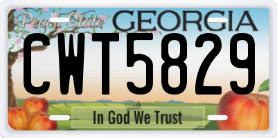 GA license plate CWT5829
