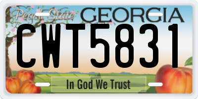 GA license plate CWT5831