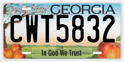 GA license plate CWT5832