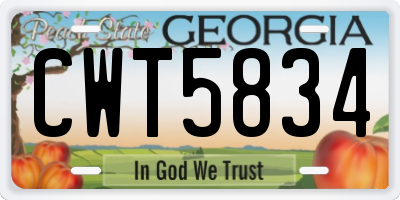 GA license plate CWT5834
