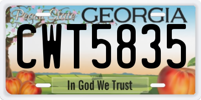 GA license plate CWT5835