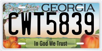 GA license plate CWT5839