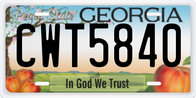 GA license plate CWT5840