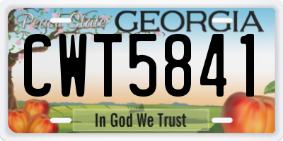 GA license plate CWT5841