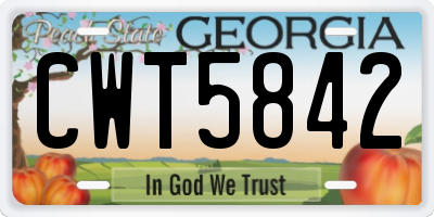 GA license plate CWT5842