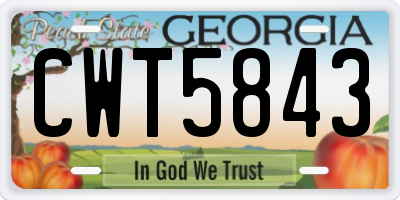 GA license plate CWT5843