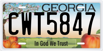 GA license plate CWT5847