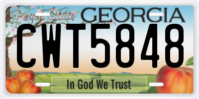 GA license plate CWT5848