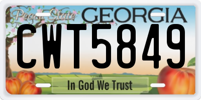GA license plate CWT5849
