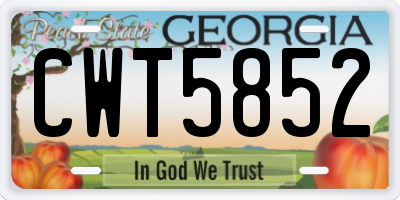 GA license plate CWT5852
