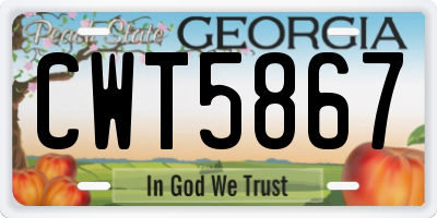 GA license plate CWT5867