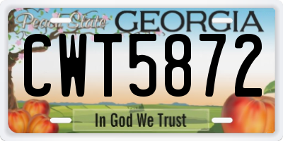 GA license plate CWT5872