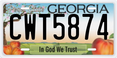 GA license plate CWT5874