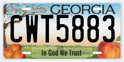 GA license plate CWT5883