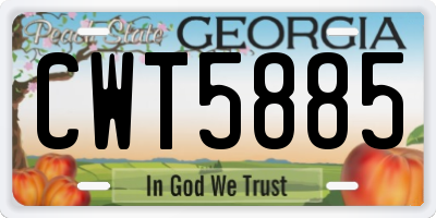 GA license plate CWT5885
