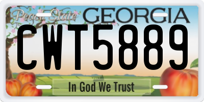 GA license plate CWT5889