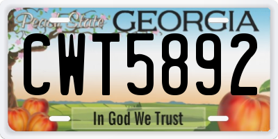 GA license plate CWT5892