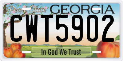 GA license plate CWT5902