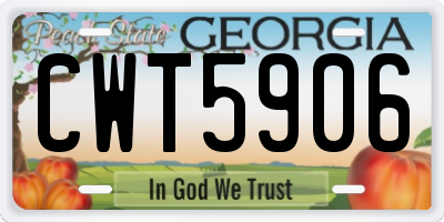 GA license plate CWT5906
