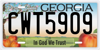 GA license plate CWT5909