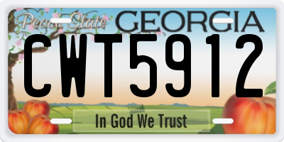 GA license plate CWT5912