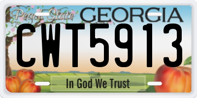GA license plate CWT5913