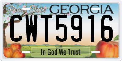 GA license plate CWT5916