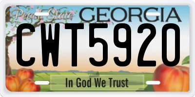 GA license plate CWT5920