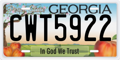 GA license plate CWT5922