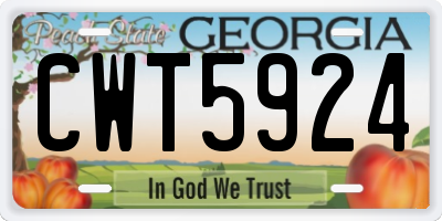 GA license plate CWT5924