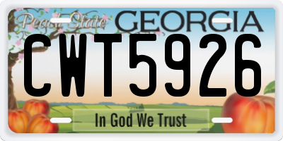 GA license plate CWT5926