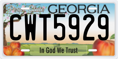 GA license plate CWT5929