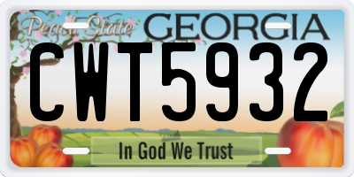 GA license plate CWT5932