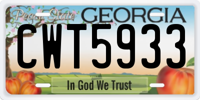 GA license plate CWT5933