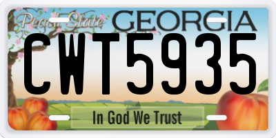 GA license plate CWT5935