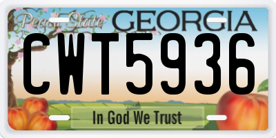 GA license plate CWT5936