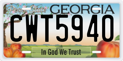 GA license plate CWT5940
