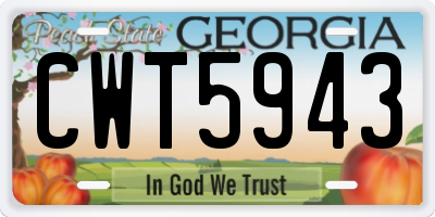GA license plate CWT5943