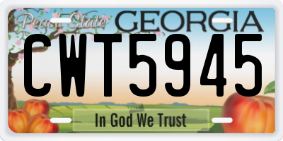 GA license plate CWT5945