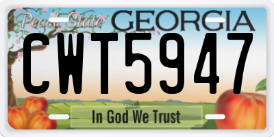 GA license plate CWT5947