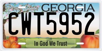 GA license plate CWT5952
