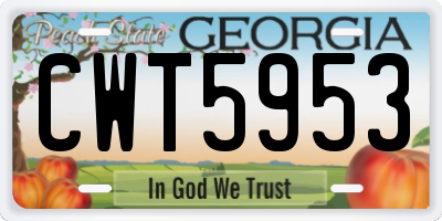GA license plate CWT5953