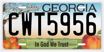 GA license plate CWT5956
