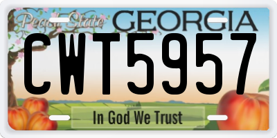 GA license plate CWT5957