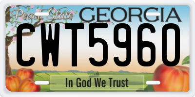 GA license plate CWT5960