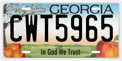 GA license plate CWT5965