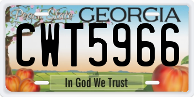 GA license plate CWT5966